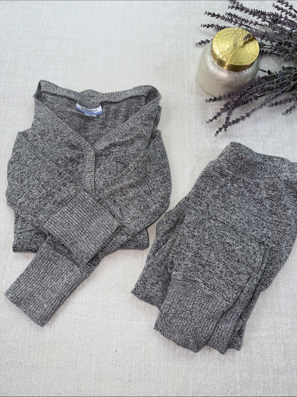 Motherhood Maternity Gray Knit Sleep Set